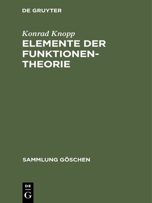 cover image of Elemente der Funktionentheorie